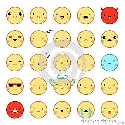 Emoji Emoticons Set Vector Illustration