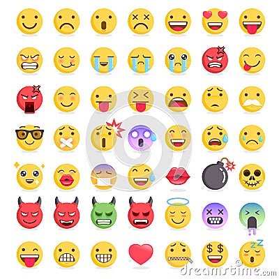 Emoji emoticons symbols icons set. Vector Illustration