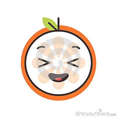 Emoji - enjoy orange with happy smile. Isolated vector. Vector Illustration