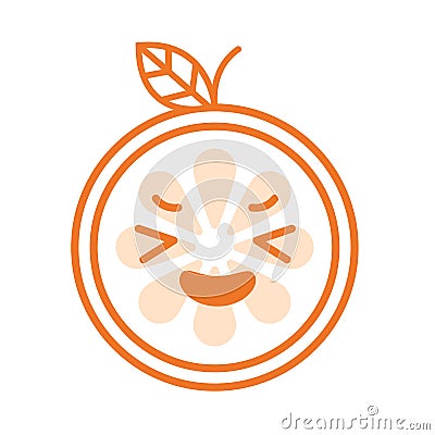 Emoji - enjoy orange with happy smile. Isolated vector. Vector Illustration
