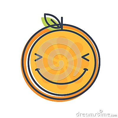 Emoji - enjoy orange with happy smile. Isolated vector. Vector Illustration