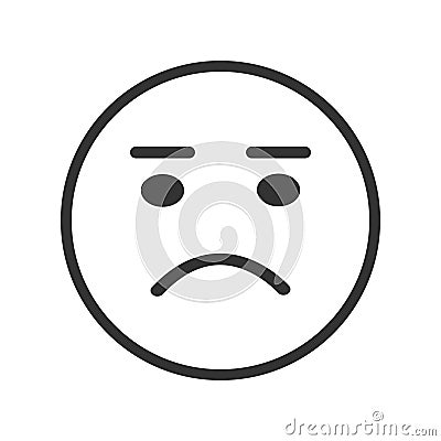 Emoji face with upset emotion, droopy mouth corners, dejected look, glumness mimicry. Unhappy, sad, depressed emotion Vector Illustration