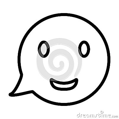 Emoji, feedback, smile outline icon. Line art sketch. Vector Illustration