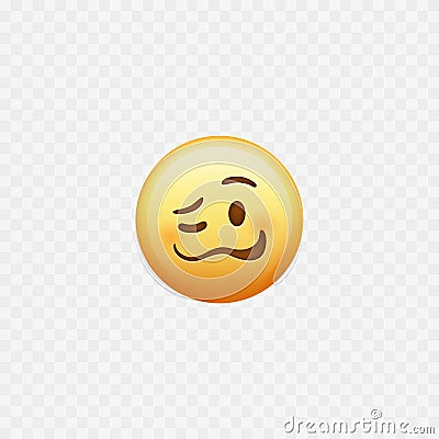 Emoji. Funny drunk face emoji. Isolated on white. Vector Vector Illustration