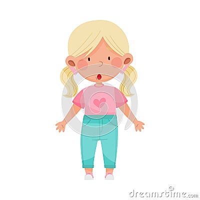 Emoji Girl with Ponytails Feeling Shocked and Puzzled Vector Illustration Vector Illustration