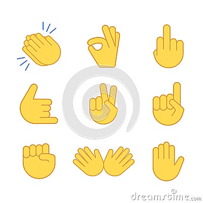 Emoji hand applause emoticon thumb clap icon. Applaud fist goodbye vector symbol Vector Illustration