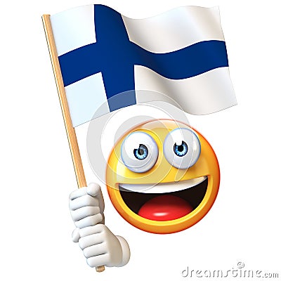 Emoji holding Finland flag Stock Photo