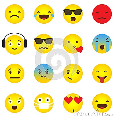 Emoji icon collection with different emotional faces Vector Illustration