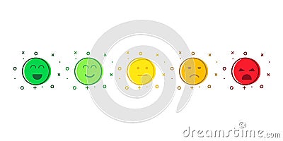 Emoji isolated colored faces or emotion icon. Colorful smiles in fun chat Vector Illustration