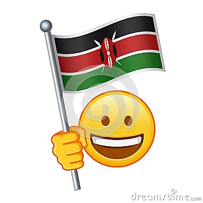 Emoji with Kenya flag Large size of yellow emoji smile Vector Illustration