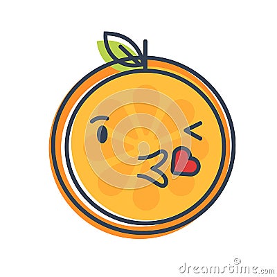 Emoji - kiss orange smile. Isolated vector. Vector Illustration