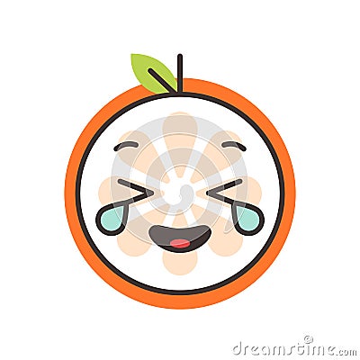 Emoji - laughing with tears orange smile. Isolated vector. Vector Illustration