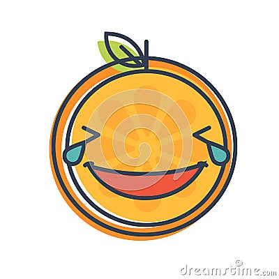 Emoji - laughing with tears orange smile. Isolated vector. Vector Illustration