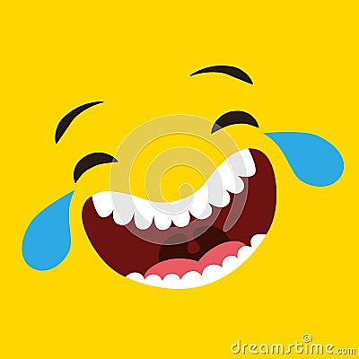 Emoji laughing yellow cartoon Vector Illustration