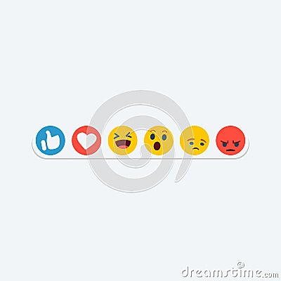 Emoji mood facebook icon. vector symbol on white Vector Illustration