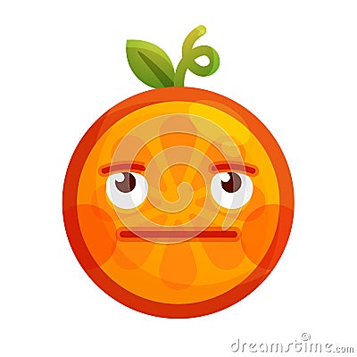 Emoji - no words straight orange smile. Isolated vector. Vector Illustration