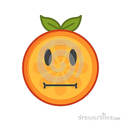 Emoji - no words straight orange smile. Isolated vector. Vector Illustration