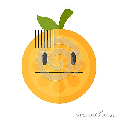 Emoji - no words straight orange smile. Isolated vector. Vector Illustration