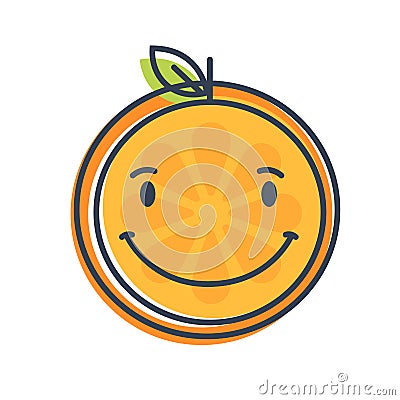 Emoji - orange with happy smile. Isolated vector. Vector Illustration