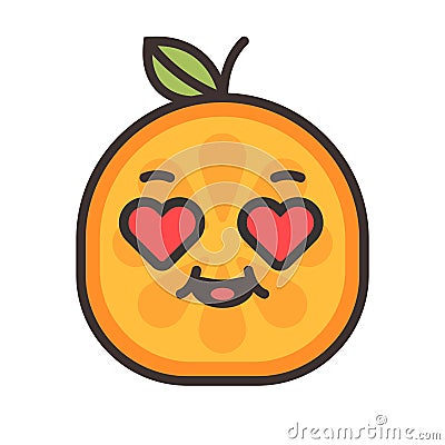 Emoji - orange in love with happy smile. Isolated vector. Vector Illustration