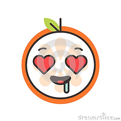 Emoji - orange in love with happy smile. Isolated vector. Vector Illustration