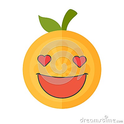 Emoji - orange in love with happy smile. Isolated vector. Vector Illustration