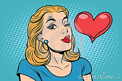 Emoji retro heart love romance girl emoticons Vector Illustration