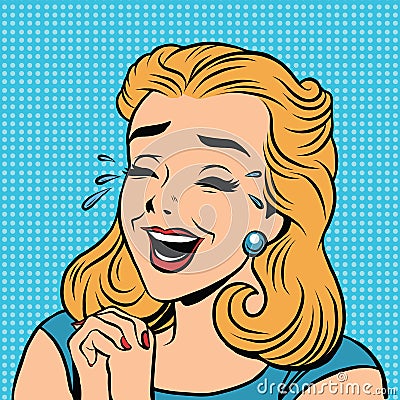 Emoji retro laughter joy joke girl emoticons Vector Illustration