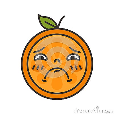 Emoji - sad orange feeling like crying. Isolated vector. Vector Illustration