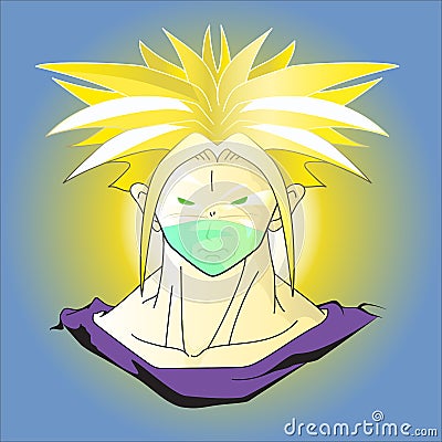 Emoji Saiya with green mask Vector Illustration