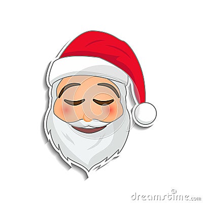 Emoji santa claus in sticker style. Winter holidays emotion. Santa clause in easy pleasant smile emoji icon Stock Photo