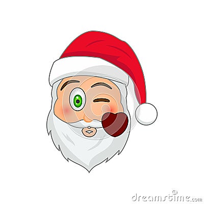 Emoji Santa Claus. Winter Holidays Emoticon. Santa Clause in send a kiss emoji icon Stock Photo