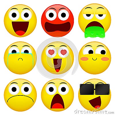 Emoji smile emoticon pack. Vector emotion illustration. Vector Illustration