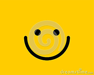 Emoji smile icon vector symbol on yellow background. Smiley face cartoon character wallpaper Vector Illustration