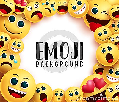 Emoji smiley background vector background template. Emoji background text in white circle empty space for messages. Vector Illustration