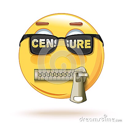 Emoji in sunglasses with the words - censorship Vector Illustration