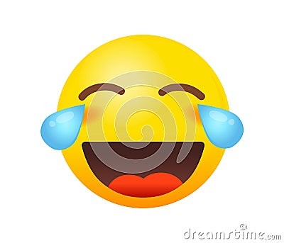 Emoji Tears of Joy. Sticker mood hahaha joke vector Vector Illustration