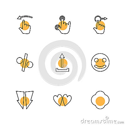 emoji , upload, percentage , hands , pointer , arrows , directi Vector Illustration