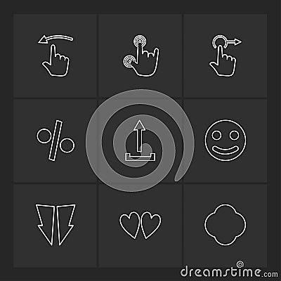 emoji , upload, percentage , hands , pointer , arrows , directi Vector Illustration