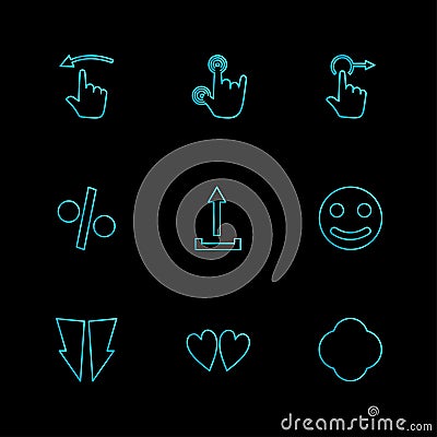 emoji , upload, percentage , hands , pointer , arrows , directi Vector Illustration