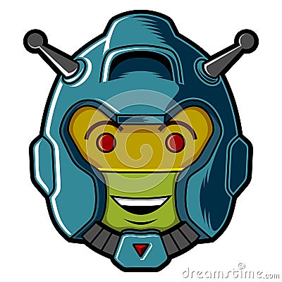 Emoji use helmet robot illustration vector Vector Illustration