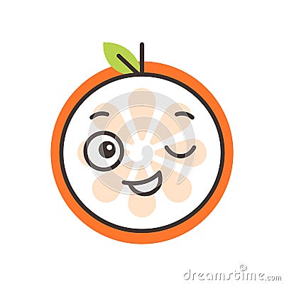 Emoji - winking orange with happy smile. Isolated vector. Vector Illustration