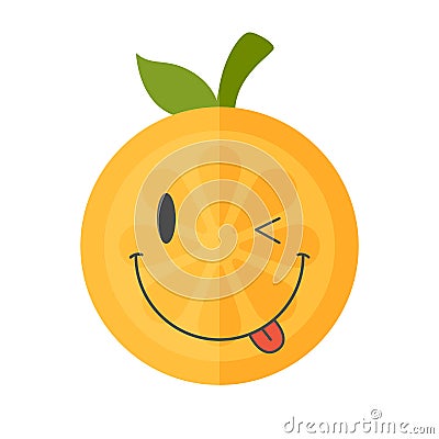 Emoji - winking orange with happy smile. Isolated vector. Vector Illustration