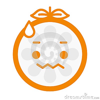 Emoji - worry orange with drop of sweat. Isolated vector. Vector Illustration