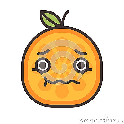 Emoji - worry orange with drop of sweat. Isolated vector. Vector Illustration