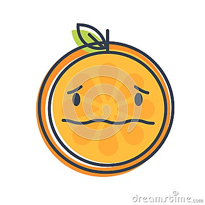 Emoji - worry orange with drop of sweat. Isolated vector. Vector Illustration
