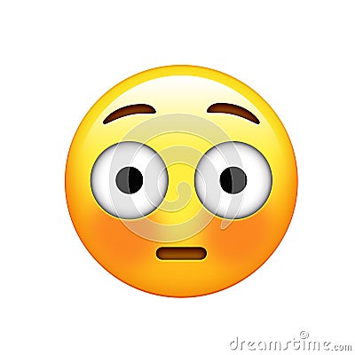 Emoji yellow embarrassed face and flushed red cheeks icon Stock Photo