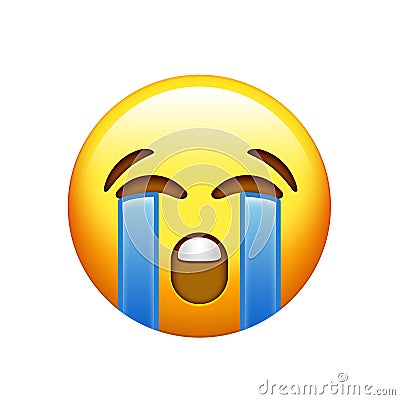 Emoji yellow sad face with crying tear icon Stock Photo