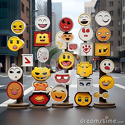 Emojis bringing life to urban signages Stock Photo