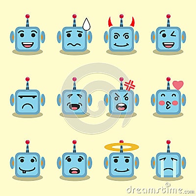 Emojis flat robot set Vector Illustration